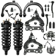 Detroit Axle - 18pc Front End Suspension Kit for 2002 Chevy Trailblazer EXT GMC Envoy XL Bravada, 2 Wheel Bearing Hubs 4 Control Arms 2 Ball Joints 4 Tie Rods 2 Sway Bars 2 Struts 2 Boots Replacement