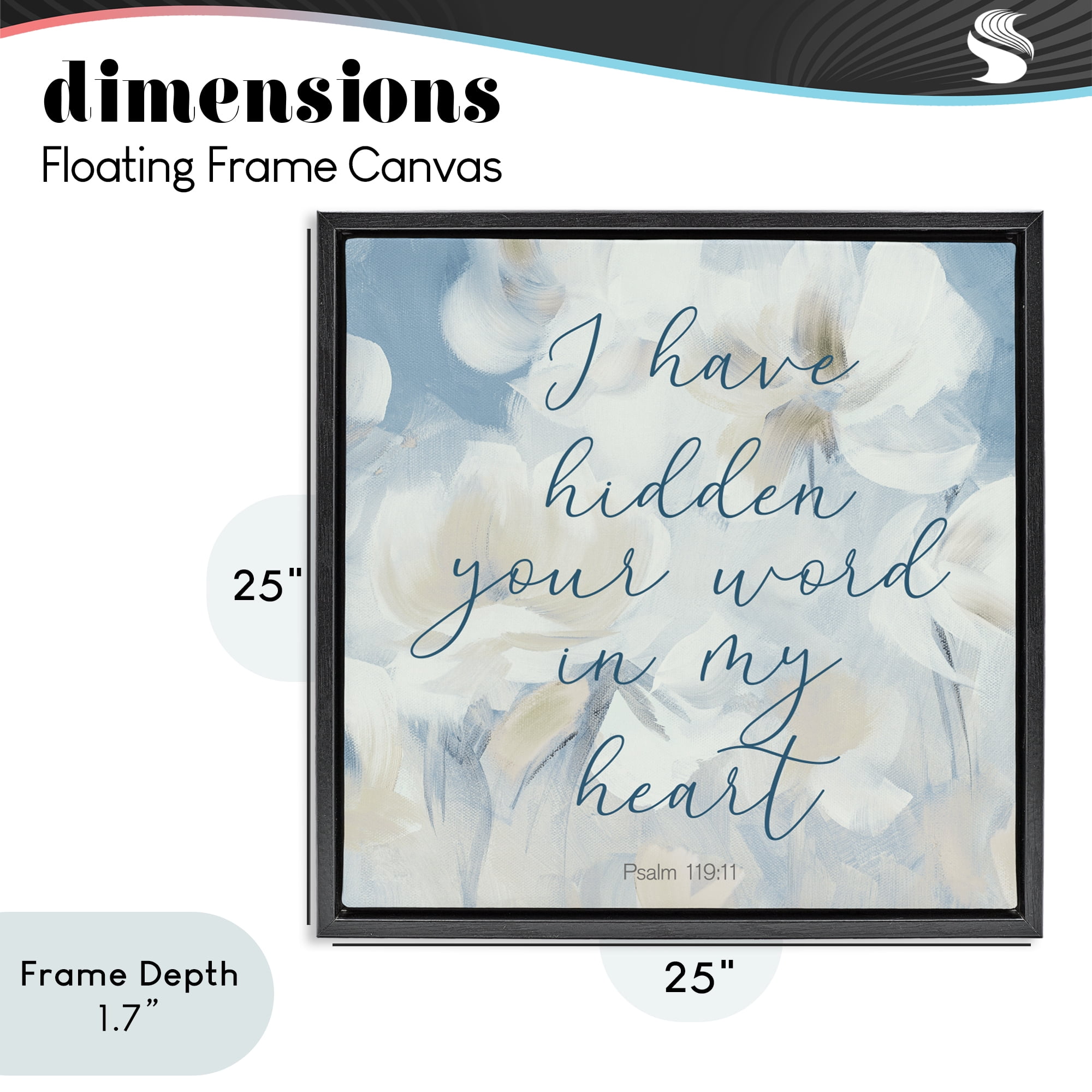 Stupell Industries Hidden Your Word In My Heart Black Framed Floater Canvas Wall Art, design by Lanie Loreth