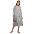 thumbnail image 2 of Moomaya WoMen's Printed Nightdress Knee Length Cotton Sleepwear Short Gown, 2 of 6