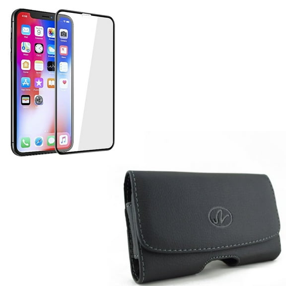 Case Belt Clip w Screen Protector for iPhone 11 Pro Max - Leather Swivel Holster Loops Cover, Tempered Glass 5D Touch Curved Edge Full Cover Bubble Free J5Z Compatible With iPhone 11 Pro Max