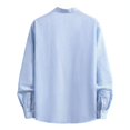 thumbnail image 4 of Rvwovn Men's Loose Fit Mandarin Collar Shirt - Casual Striped Half-Placket Long Sleeve Blouse, 4 of 7