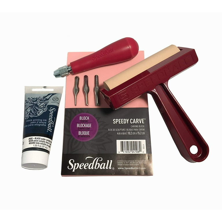  Speedball Super Value Block Printing Starter Kit – Includes  Ink, Brayer, Lino Handle and Cutters, Speedy-Carve : Arts, Crafts & Sewing
