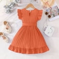 thumbnail image 4 of mgoYE Birthday Girl Dress Toddler Girl Dress Summer Ruffle Sleeveless Girl Fashion Casual Dresses(Orange,5-6 Years), 4 of 4