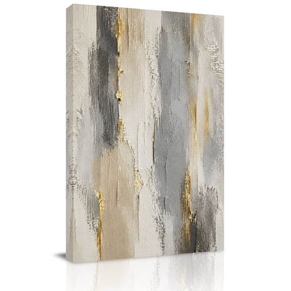 Canvas Wall Art, Tan Grey Abstract Framed Canvas Prints for Living Room Bedroom, Vintage Gradient Graffiti Modern Art Extra Large Gallery Wrapped Wall Decor for Home Office, Gifts, 24"x36"