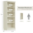 thumbnail image 3 of Living Essentials Corp. 72" Halston Standard 5-Tier Bookshelf Bookshelves Bookcase, Cream, 3 of 12