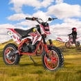 thumbnail image 2 of Floseru 49cc Dirt Bike for Kids,Kids Dirt Bike Mini Dirt Bikes,2-Stroke Gas Power Motocross Off-Road, Mini Pit Bike with Front Rear Disc Brakes, High-Speed Racing Motorcycle for Kid 30KM/H, 2 of 9