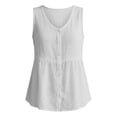 thumbnail image 3 of Versatile Sleeveless Front Button Shirt Top for Everyday Wear - Relaxed Open-Fit Tank Tunic Lightweight and Breathable for Women, XXL, White, 3 of 3
