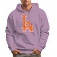 thumbnail image 5 of Men's 100% Cotton Orange LA Design Hoodie 330g Thick Pocket Sweatshirt, 5 of 16