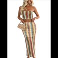 thumbnail image 1 of Conjunto de Dos Piezas de Vestido Tubo con Rayas de Colores para Mujer de Verano Amarillo S, 1 of 10