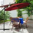thumbnail image 5 of Costway 10FT Patio Offset Umbrella Solar LED 360degrees Rotation Burgundy, 5 of 9