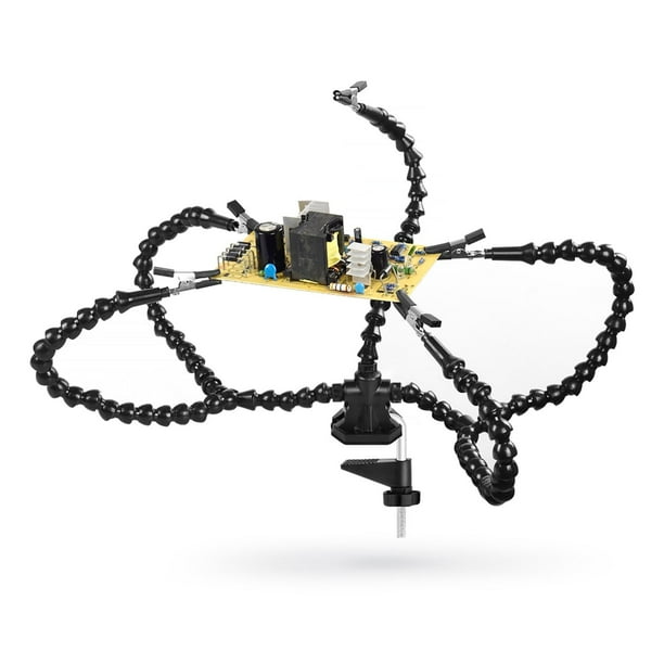 Helping Hands Soldador Herramienta de tercera mano estable - 5 brazos flexibles y tornillo de banco Accesorios extraíbles Bandeja Base ponde shamjiam soporte de ayuda de la estación de soldadura