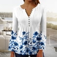thumbnail image 2 of Jsaierl Womens Tops Hide Belly Shirts Fall Pleated Button V Neck T-Shirt Causal Empire Waist A-Line Long Sleeve Floral Tunic Tops, 2 of 5