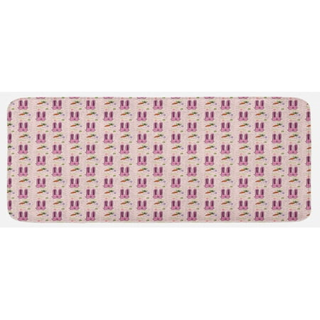 

Rabbit Kitchen Mat Hand Drawn Bunny Characters with Long Ears and Carrots Cartoon Style Composition Plush Decorative Kitchen Mat with Non Slip Backing 47 X 19 Multicolor by Ambesonne