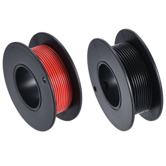 28 Gauge Hookup Wire 7.5m/25ft 28AWG Flexible Electrical Wire Spool UL1007 Black Red, 1.5mm Dia
