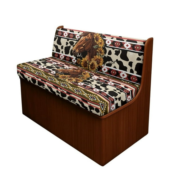 FOR U DESIGNS Horse Sunflower Geometric Pattern 2 Pieces RV Dinette Cushion Covers,Washable Camper Cushion Slipcovers Replacement Sofa Cushions Slipcovers for Travel Trailer Couch