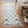 thumbnail image 2 of SAFAVIEH Moroccan Tassel Anabella Diamond Shag Runner Rug, Grey/Ivory, 2'3" x 6', 2 of 7