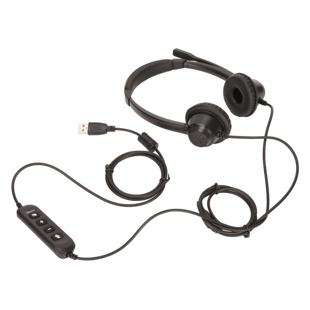 Auricular De Teléfono, Volumen Ajustable Binaural USB Business Headset HD Call Professional Para Negocios Para Centro De Llamadas