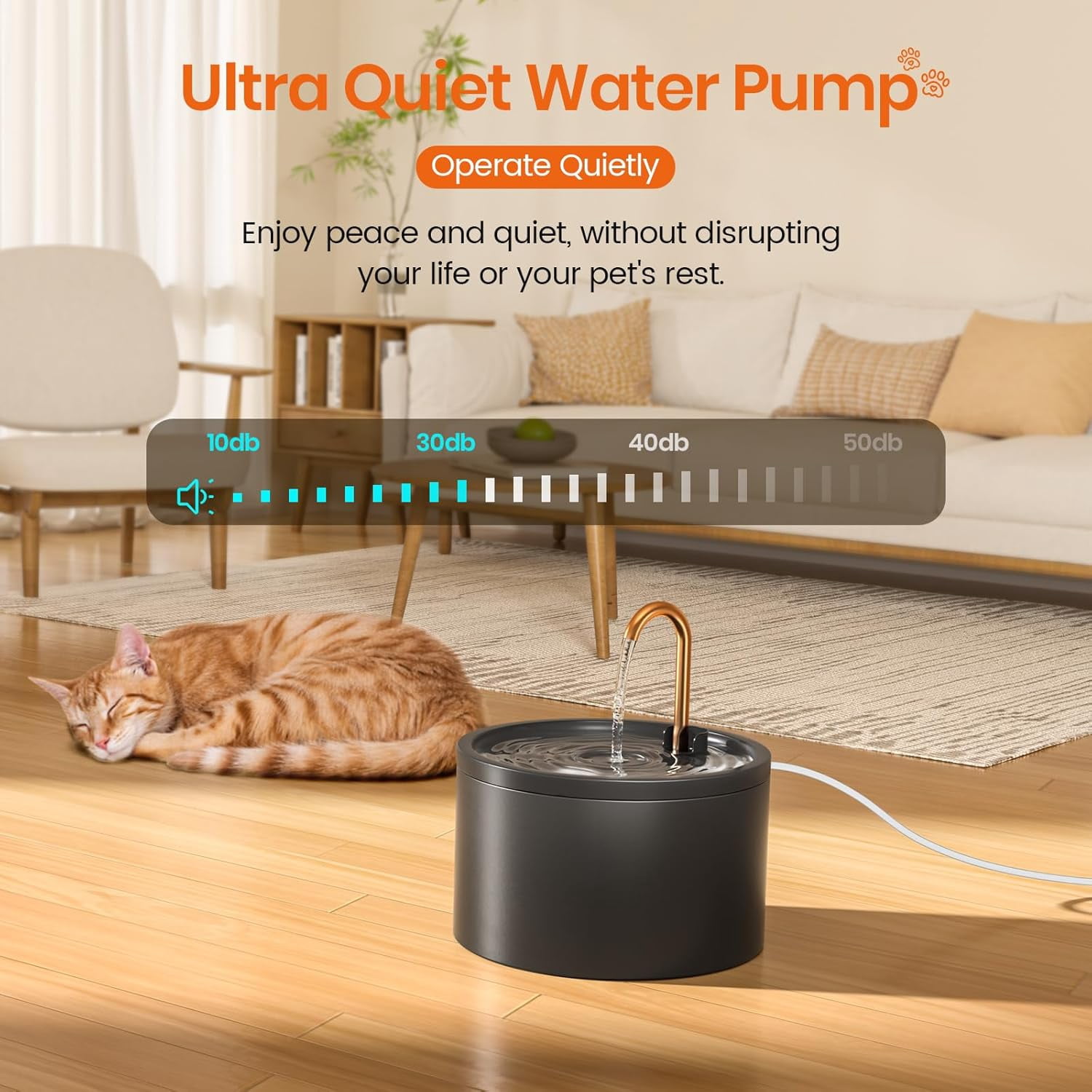Ceramic Cat Water Fountain - 2.1L/71oz - All-Ceramic Body & Pure Copper Water Spout - Non-Toxic - Automatic Pet Drinking Fountain Indoor with Ultra-Quiet Pump, and 3Pcs Filter & Sponge
