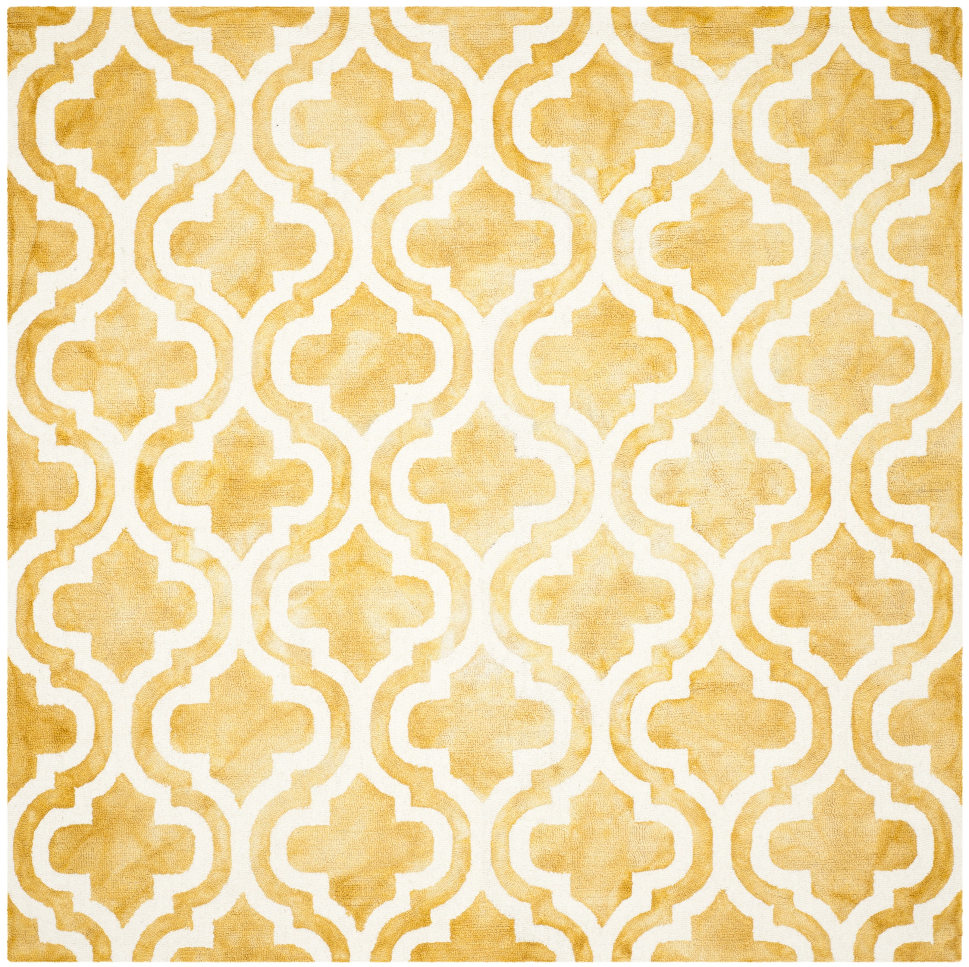 Safavieh Dip Dye Jolyon Geometric Wool Area Rug, Gold/Ivory, 7' x 7' Square