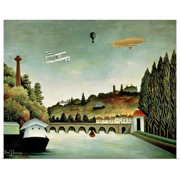 Great BIG Canvas | Rolled Henri Rousseau Poster Print entitled View of the Bridge at Sevres and the Hills at Clamart, St. Cloud and Bellevue