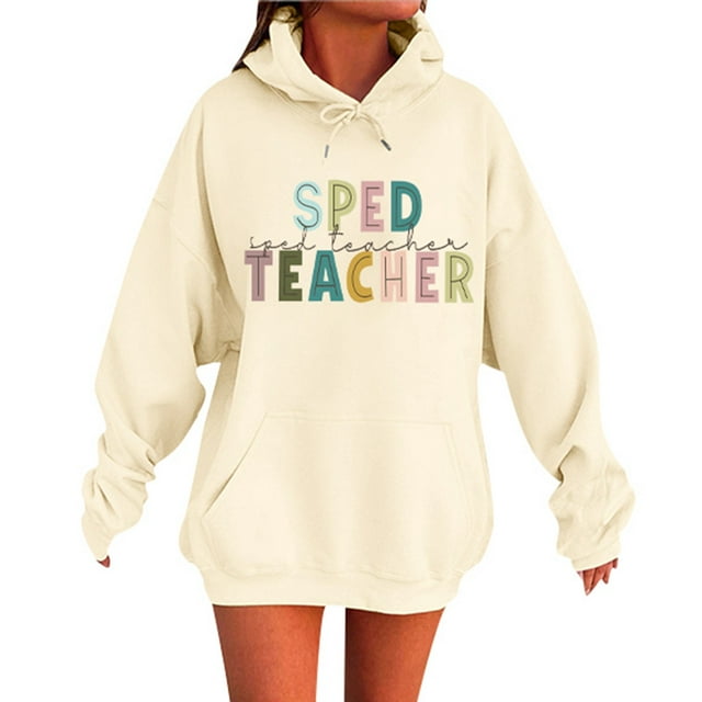Sweat à Capuche Unisexe Automne et Hiver avec Impression de Lettres, Manches Longues et Poche