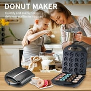 Mini Donut Maker Machine,1400W Non-Stick Electric Doughnut Baker Machine,Pancakes Maker for Kid-Friendly Breakfast, Snacks, Desserts & More with Non-stick Surface, Makes 16 Doughnuts