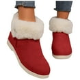 thumbnail image 2 of Bnwani Womens Boots Toe Mid-Heel Ankle Fleece Warm Comfortable Casual Solid Snow Boot Red Size 6, 2 of 7