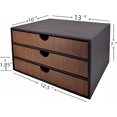 thumbnail image 3 of Leather Desk Organizer with 3 Drawers,Executive Office Supplies Desktop Filing A4 File Cabinet/Holder,Stackable Storage Box for Jewelry/Bill/Paper/Documents/Makeup Home Decor Accessories(Black Cloth), 3 of 6