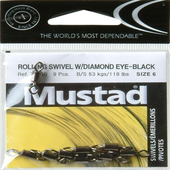 Mustad Rolling Swivel W/Diamond Eye - Black 6, Multicolor