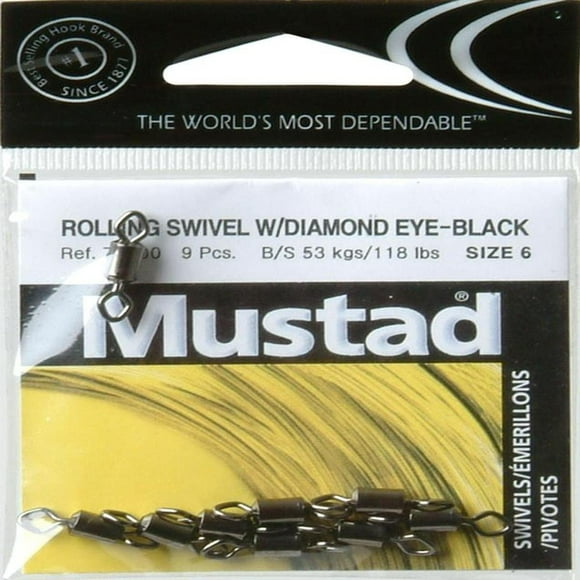 Mustad Rolling Swivel W/Diamond Eye - Black 6, Multicolor
