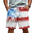 thumbnail image 5 of JULMCOMO American Flag Men's Shorts Drawstring Red White Blue Loose Stars Stripes Summer Shorts for Independence Day with Pockets White 2XL, 5 of 6
