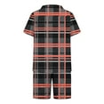 thumbnail image 5 of Striped Pjs Sets for Mens，Mens Lapel Short Sleeve Shirts Nightgown High Waisted Put On Strech Shorts Sleepwear with Pockets Lounge Breathable Nightdress 2025 Summer, 5 of 5