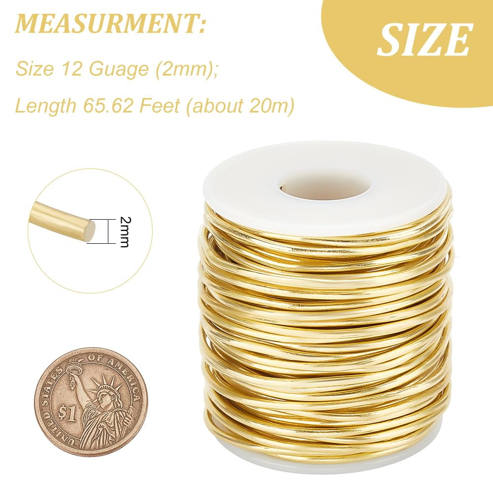 12 Gauge Soft Brass Wire - 65 Feet Per Roll - Solid Bare Spool - Craft Bead Wire for Jewelry Making Raw(Unplated) DIY