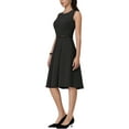 thumbnail image 5 of INSPIRE CHIC Women's Sleeveless Dress Zip Up Belted Fit & Flare Wear-to-Work Midi Dresses M Black, 5 of 7