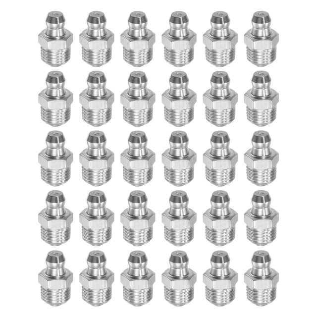 Unique Bargains 201 Stainless Steel Straight Hydraulic Grease Fitting M10 x 1mm Thread 30 Pack