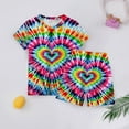 thumbnail image 7 of XUELUO Boys Casual Outfit Sets Kids Summer Tie Dye Gradient Print Round Neck Short Sleeve T Shirts Tops Elastic Waist Shorts Two Piece Casual Outwear,Pink,9-10 Years, 7 of 7
