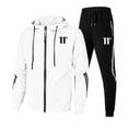 thumbnail image 5 of Conjunto deportivo para hombre, pantalones deportivos ajustados y sudaderas con capucha y cremallera, traje deportivo sencillo e informal con estampado de tendencia de alta calidad, 5 of 5