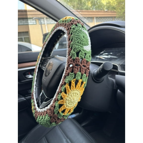 Crochet Pink Bow Coquette Car Steering Wheel Cover,Cute Car Interior Accessories