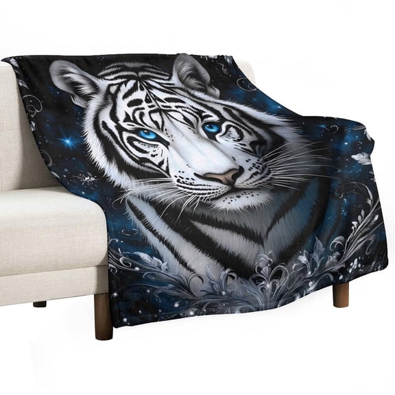 Bengal White Tiger Super Soft Blanket Flannel Throw Blanket Flannel Microfiber Blankets for Couch Bed Sofa Fluffy and Warm 50"x60"