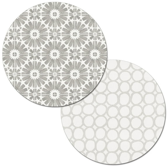 Wipe-Clean Round Reversible Shaped Placemats, A Country Weekend, Set of 2, Made in The USA