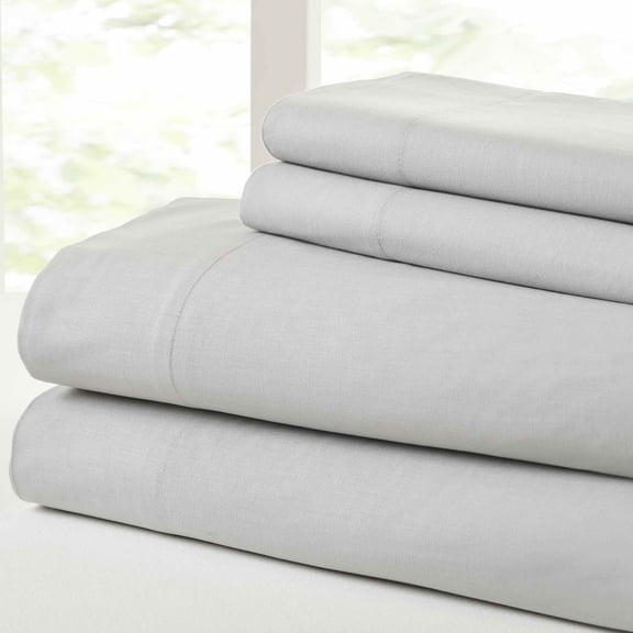Modern Threads Aircloud Vintage Washed 100% Combed Cotton Adult Sheet Set, Silver, Full
