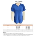 thumbnail image 3 of Mujeres V Masajeadores de cuello camiseta casual manga corta plisada acanalada color puro verano pullover top, 3 of 3