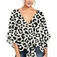 thumbnail image 2 of Women's Plus Size V Neck Blouses Tie Knot Front Summer Chiffon Tops Loose 3/4 Batwing Sleeve Drop Shoulder Shirts, 2 of 3