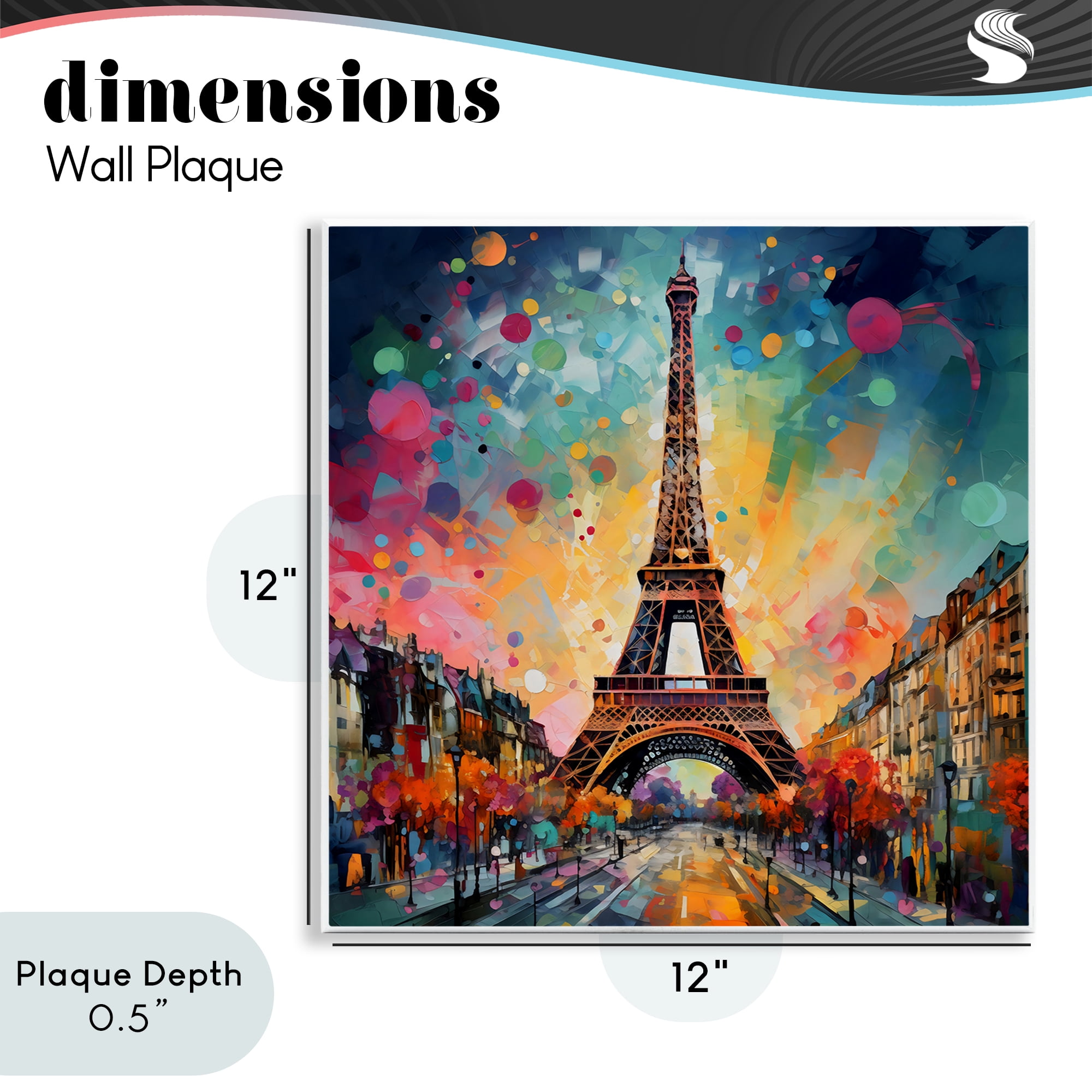 Stupell Industries Eiffel Tower with Vibrant Dots Wall Plaque Art, design by Creative Studio