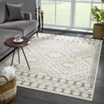 thumbnail image 3 of Hauteloom Marash Collection Rook - Moroccan Farmhouse Living Room Bedroom Area Rug - Tribal Rustic Style Boho Carpet - Southwestern Geometric Pattern - Beige, Grey, Dark Grey 7'10" x 10', 3 of 7