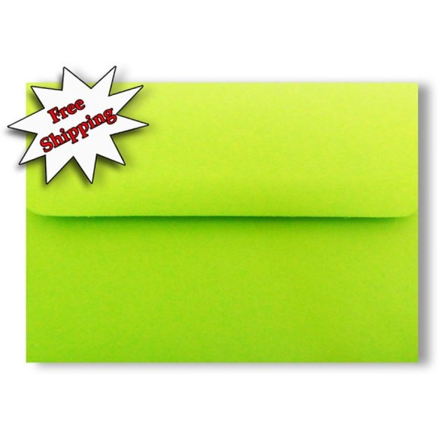 Bright Lime Green (100 Boxed) A7 Envelopes for 5" X 7" Showers