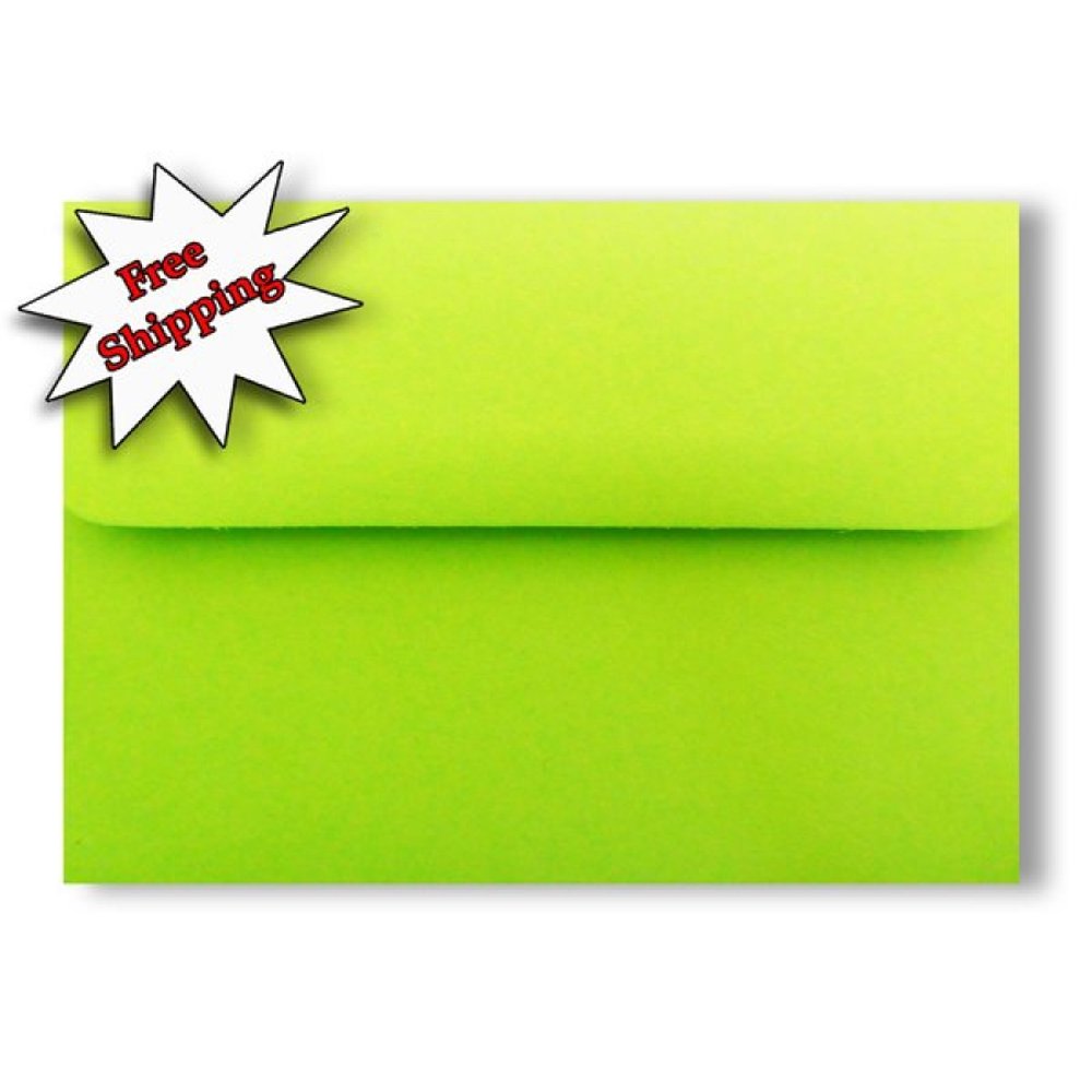 Bright Lime Green (100 Boxed) A7 Envelopes for 5" X 7" Showers