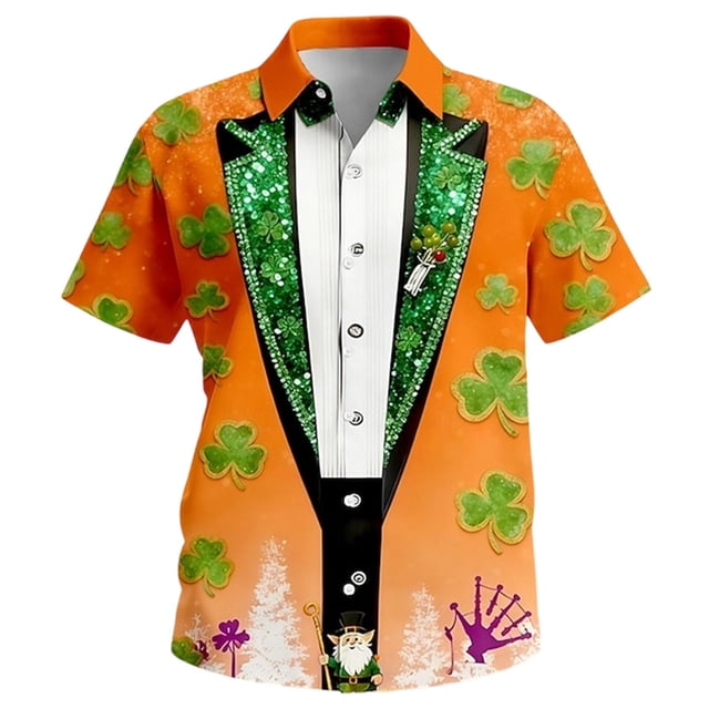 Camisetas de Navidad de Manga Larga de los Hombres Imprimir de Moda Casual Manga Larga Turndown Collar Blusa para Primavera Invierno Al Aire Libre Diario