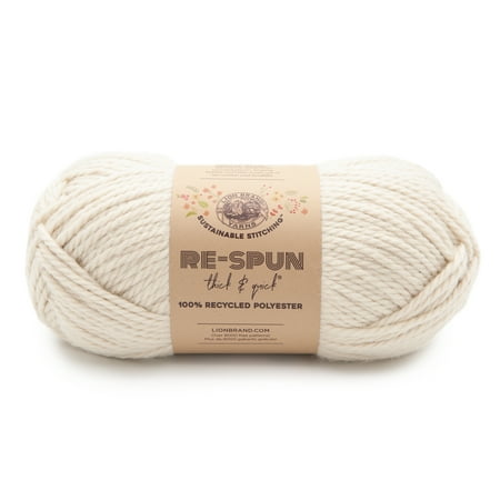 UPC: 0842093130321 | Lion Brand Yarn Re-Spun Thick & Quick Whipped Cream Super Bulky Recycled Polyester Off-White Yarn 1 Pack