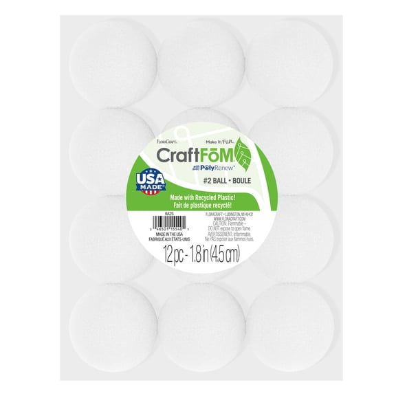 FloraCraft CraftFoM Balls, 2 in, 12/Pkg.